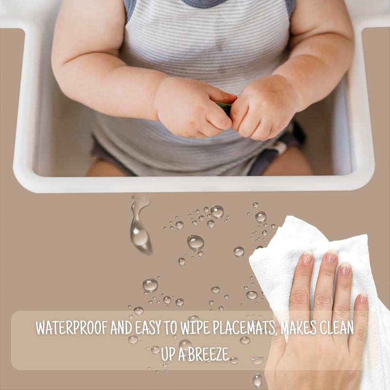 Mintlyfe High Chair Placemat for IKEA Antilop Baby High Chair, 2 Packs Stain Resistant Non-Slip Toddler Silicone High Chair Place Mats Eating Table Mat (Natural/Sage) - Image 4